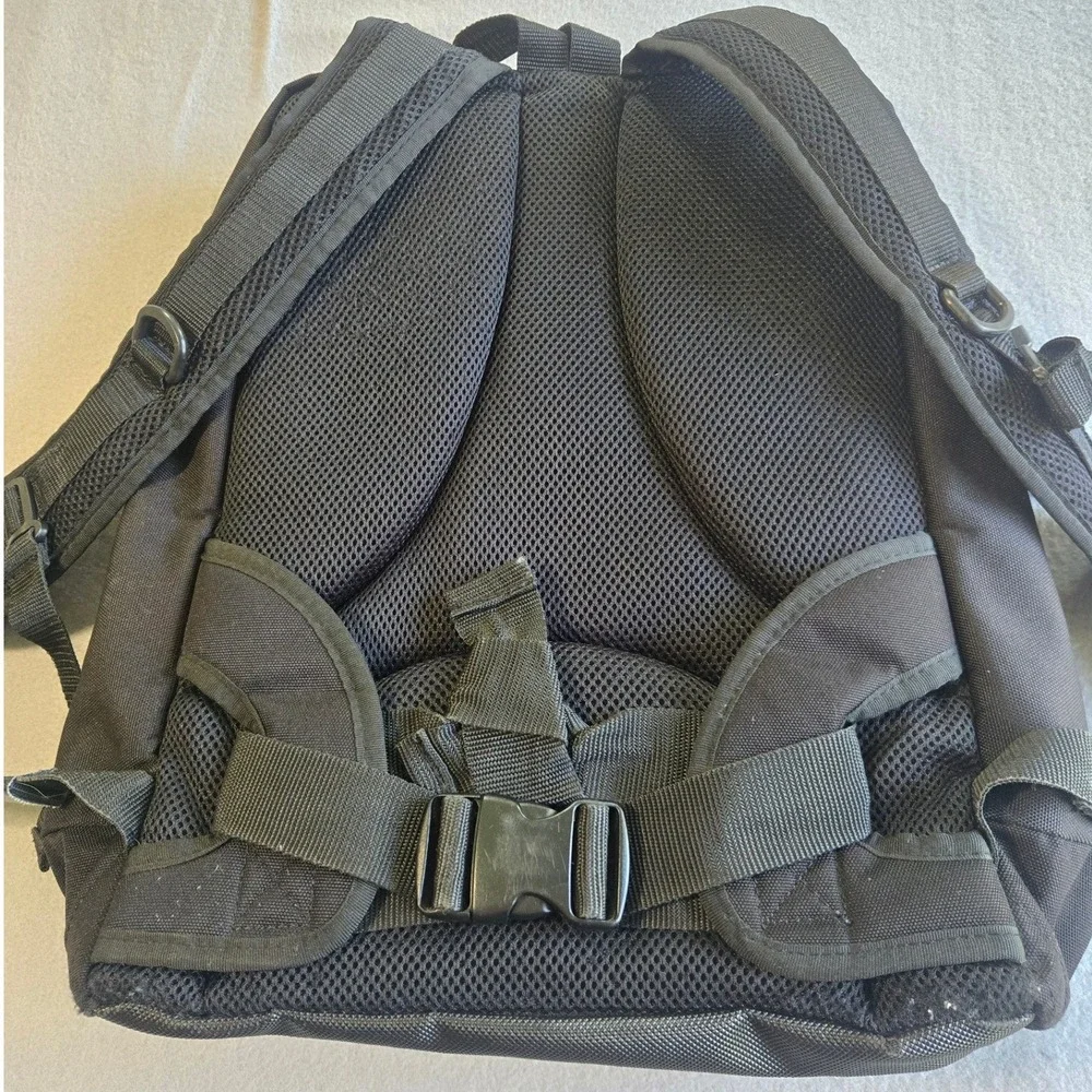 Unbranded Backpack Mens OS Black Canvas Utility‎ Multi Pocket Padded Straps
